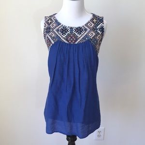 Tapestry Style Embroidered Detail Boho Tank